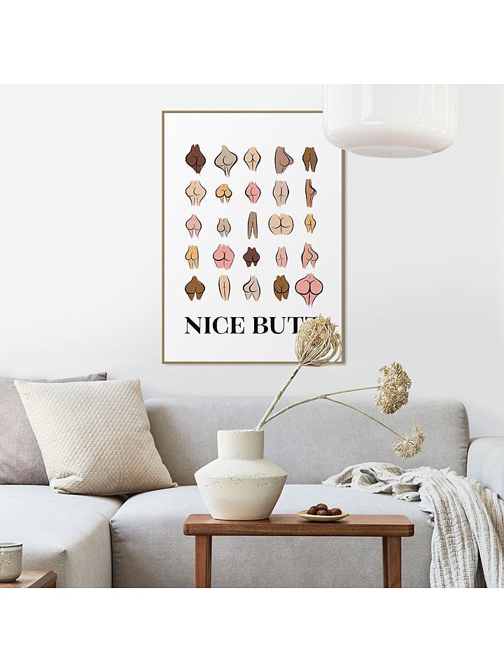 Orangewallz Druk artystyczny "Have a Butt Day" w ramce rozmiar: 50x70 cm