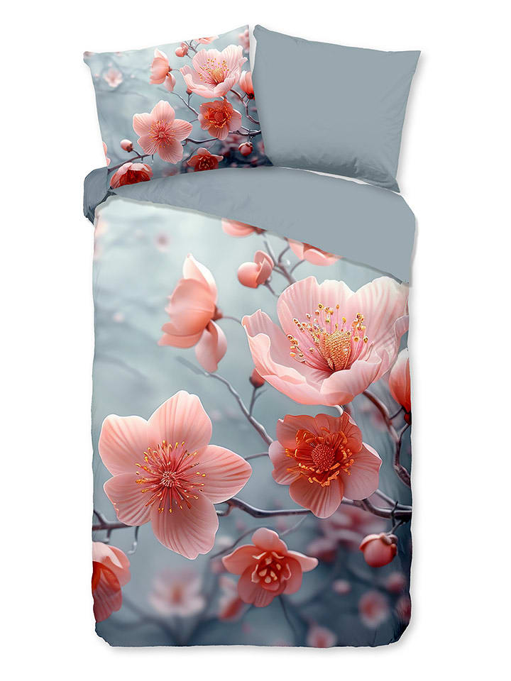 Good Morning Komplet pościeli "Satre" w kolorze niebieskoszaro-czerwonym rozmiar: 155x220 cm