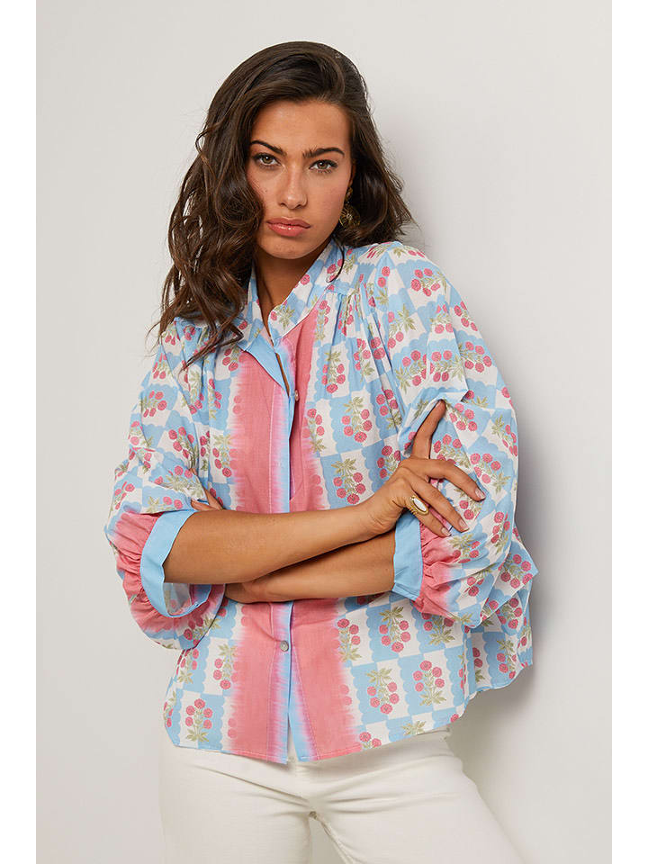 Le Monde du Lin Bluzka w kolorze błękitno-jasnoróżowym rozmiar: 38/40
