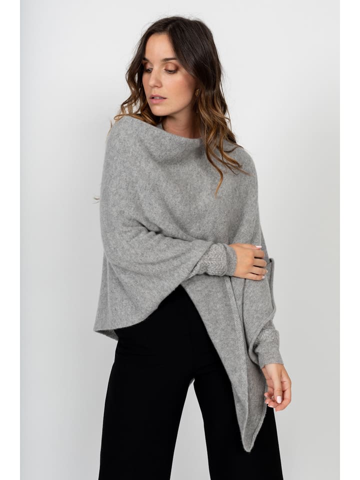 Perfect Cashmere Kaszmirowe ponczo "Georgia" w kolorze szarym rozmiar: M
