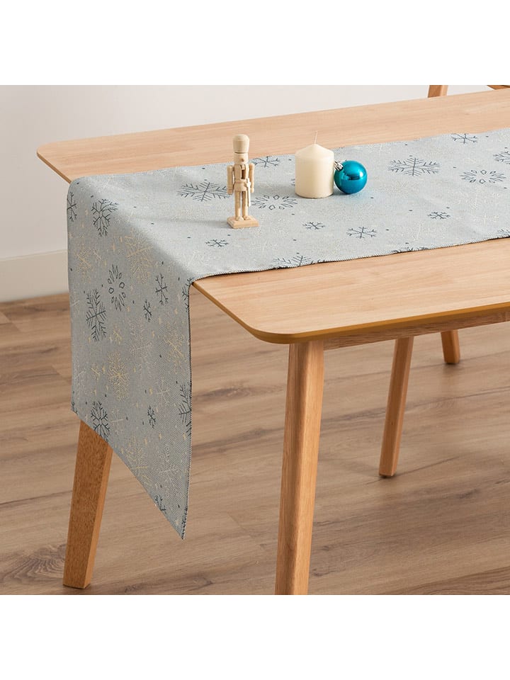 GAMUSI Bieżnik "Sparkle" w kolorze złoto-błękitnym rozmiar: 45x135 cm