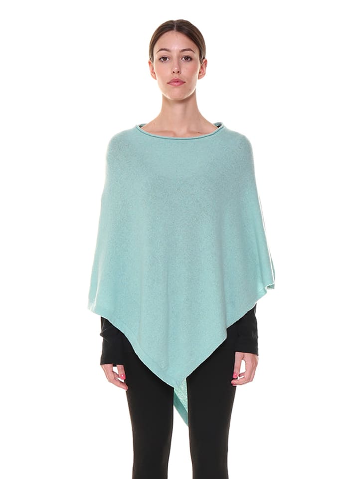 Cashmere95 Ponczo w kolorze miętowym rozmiar: onesize
