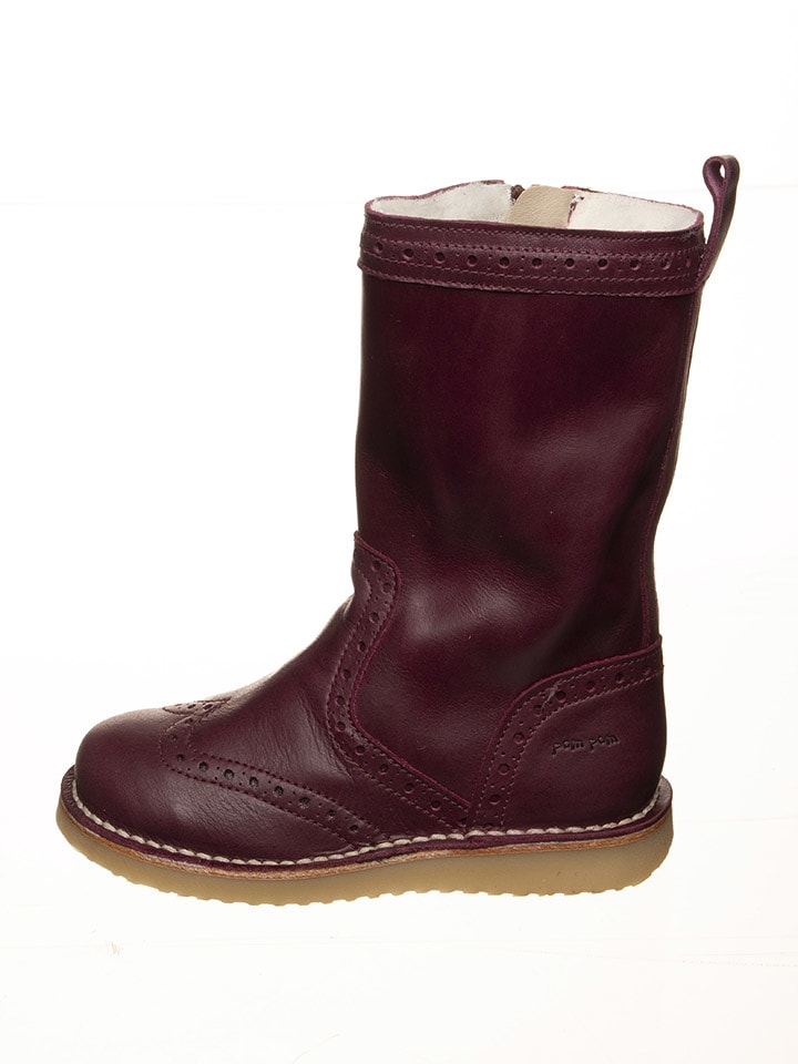 POM POM Skórzane kozaki zimowe w kolorze czerwono-czarnym rozmiar: 28