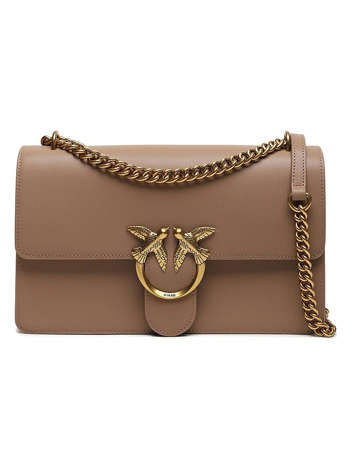 Pinko Skórzana torebka w kolorze jasnobrązowym - 27 x 16 x 7 cm rozmiar: onesize