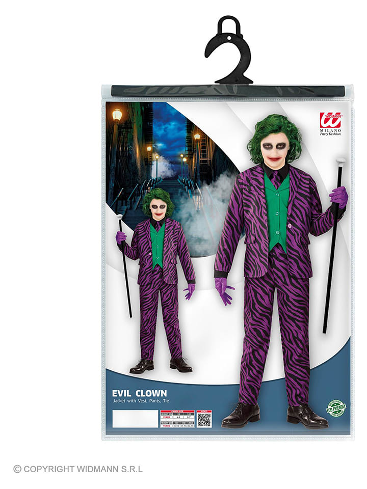 Carnival Party 3-częściowy kostium "Evil clown" w kolorze zielono-fioletowym rozmiar: 164