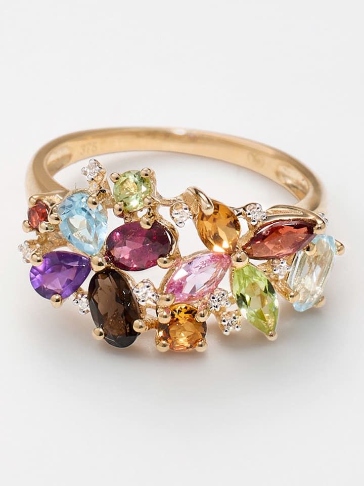 DIAMANTA Złoty pierścionek "Nesrine" z kamieniami szlachetnymi rozmiar: 52