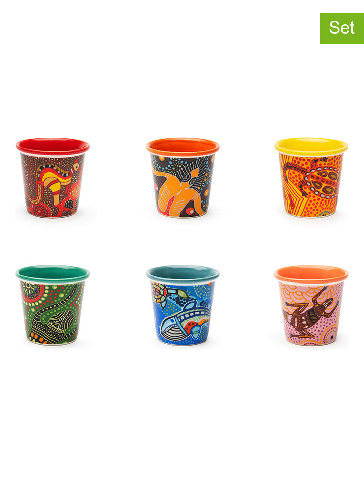 Trendy Kitchen by EXCÉLSA Kubki (6 szt.) "Aboriginal" ze wzorem do espresso - 90 ml rozmiar: onesize