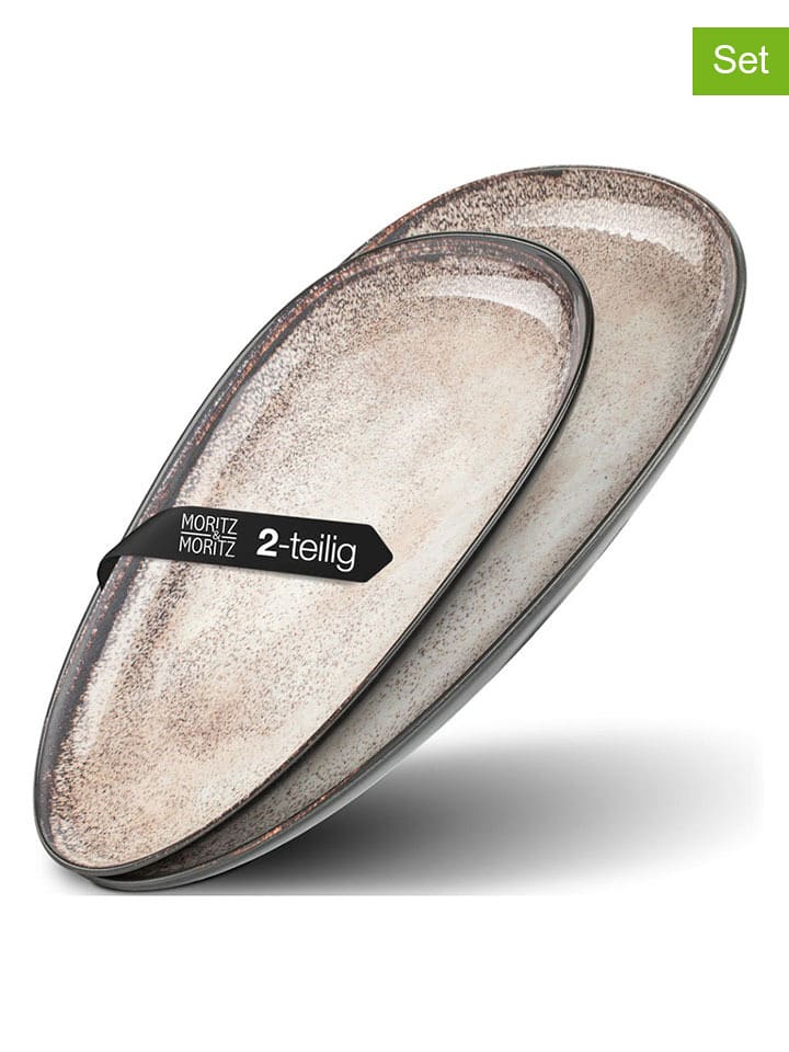 Moritz & Moritz Talerze (2 szt.) "Vida" w kolorze beżowym do serwowania rozmiar: onesize