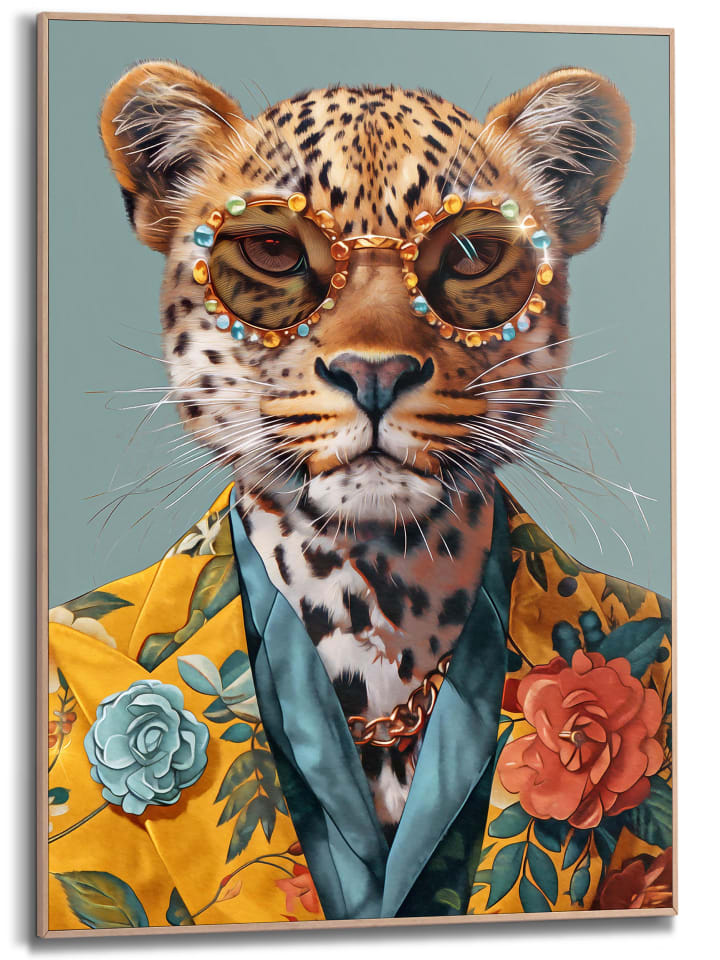 Orangewallz Druk artystyczny "Dressed Cat" w ramce rozmiar: 50x70 cm