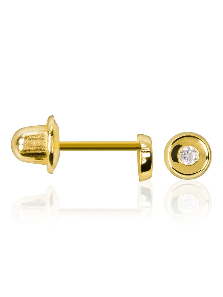 OR ÉCLAT Złote kolczyki-wkrętki "Rond" z cyrkoniami rozmiar: onesize