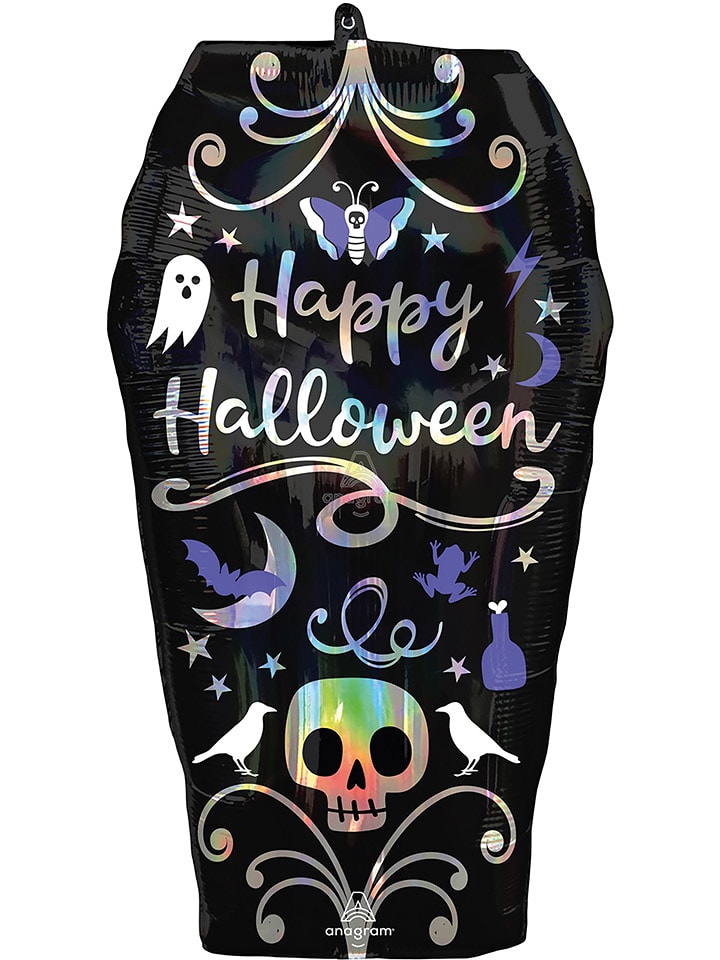 amscan Balon foliowy "Coffin" w kolorze czarnym ze wzorem - 38 x 68 cm rozmiar: onesize