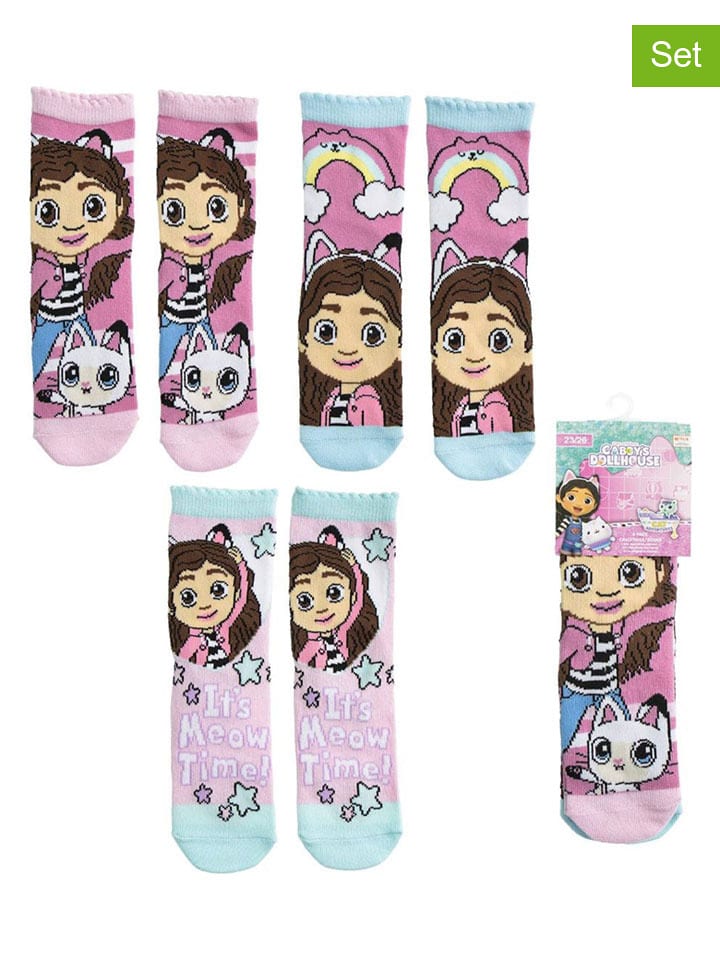 Lucky Socks Skarpety (3 pary) "Gabby's dollhouse" ze wzorem rozmiar: 27-30