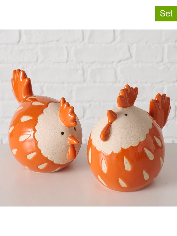 Boltze Figurki dekoracyjne (2 szt.) "Agathy" w kolorze pomarańczowo-kremowym - wys. 12 cm rozmiar: onesize
