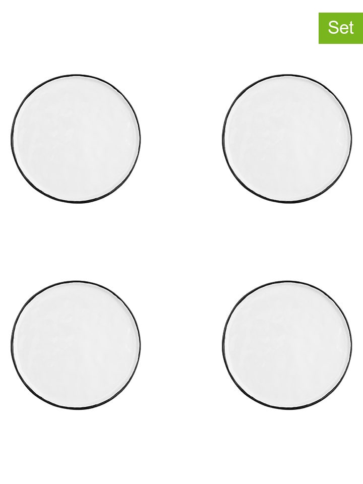 Björn Talerze (4 szt.) "Pure" w kolorze biało-czarnym do przystawek - Ø 16,5 cm rozmiar: onesize