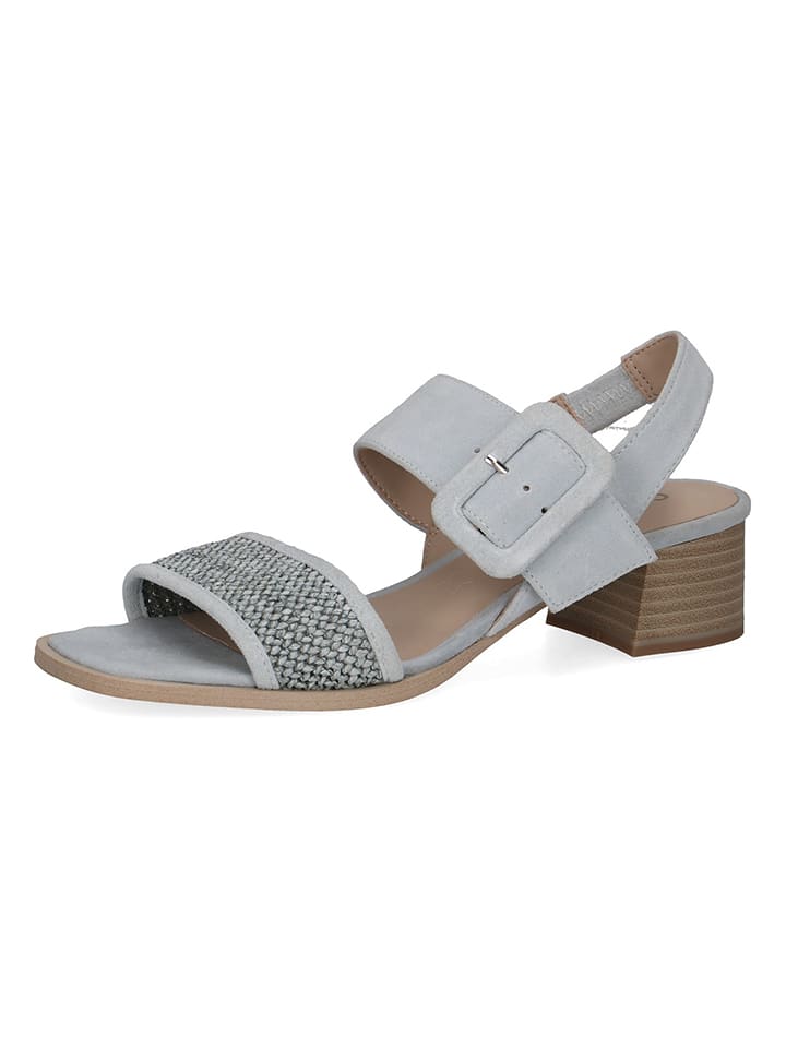 Caprice Skórzane sandały w kolorze błękitnym na obcasie rozmiar: 38