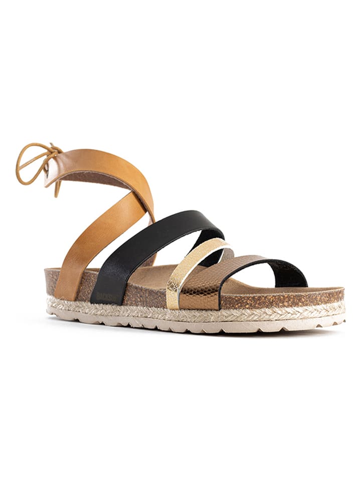 BACKSUN Sandały "Grande" w kolorze złoto-czarno-jasnobrązowym rozmiar: 36