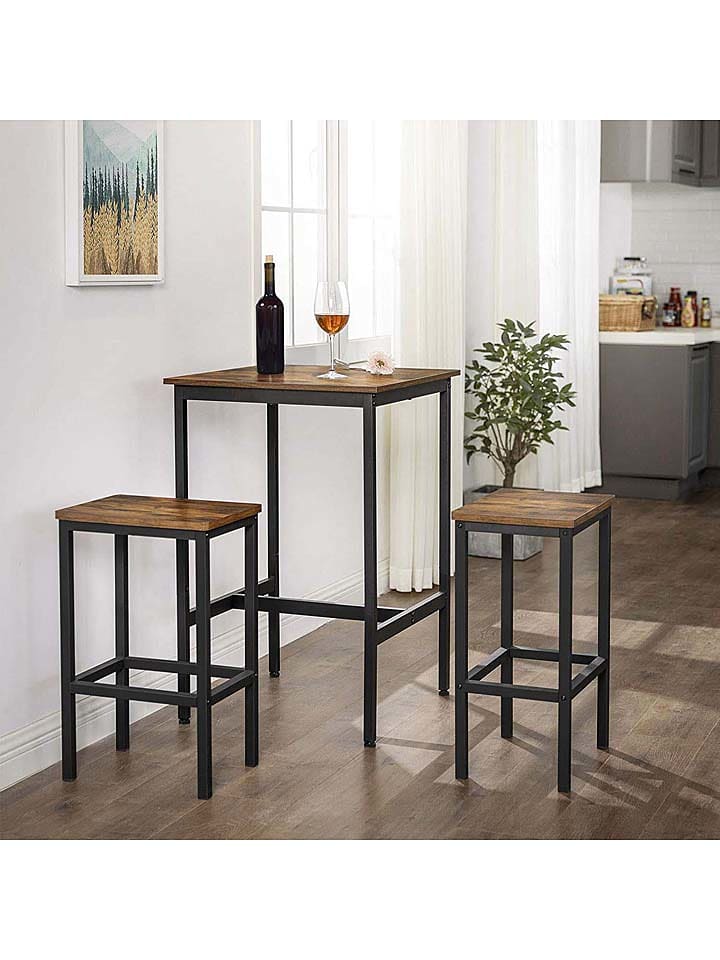 Songmics Stolik barowy w kolorze brązowo-czarnym - 60 x 90 x 60 cm rozmiar: onesize