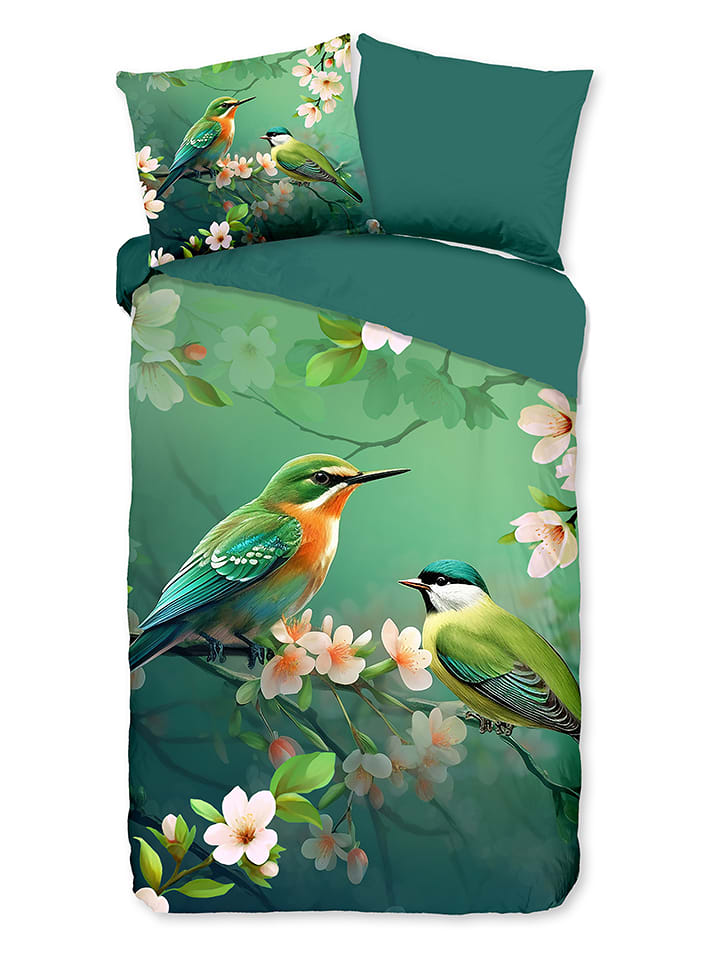 Pure Komplet pościeli "Signi" w kolorze zielonym z mikrofibry rozmiar: 140x200/220 cm