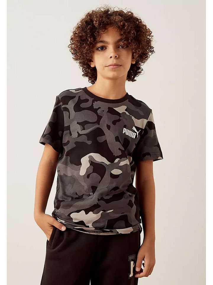 Puma Koszulka "ESS+ Camo" w kolorze czarno-szaro-białym rozmiar: 176