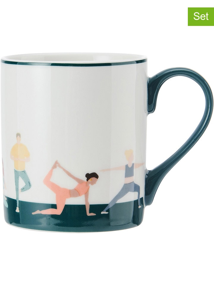 Mikasa Kubki (2 szt.) "Yoga" w kolorze biało-zielonym - 280 ml rozmiar: onesize