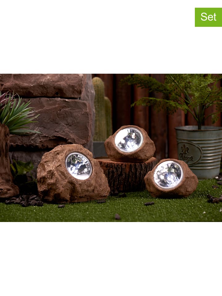 lumisky Lampy solarne LED (3 szt.) "Rocky" w kolorze jasnobrązowym rozmiar: onesize