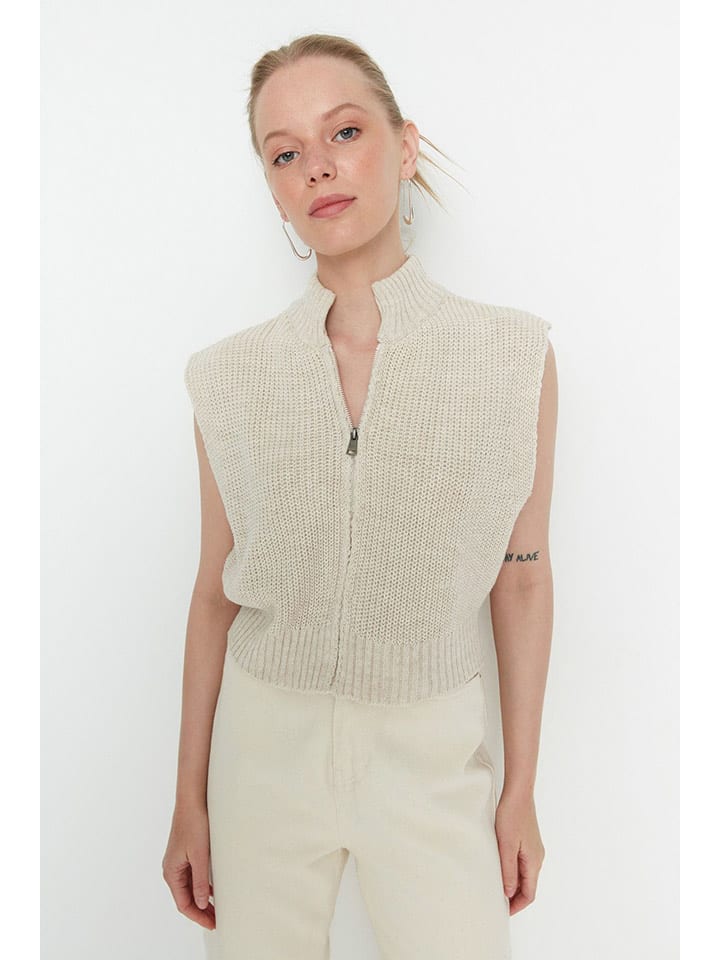 trendyol Bezrękawnik w kolorze kremowym rozmiar: S