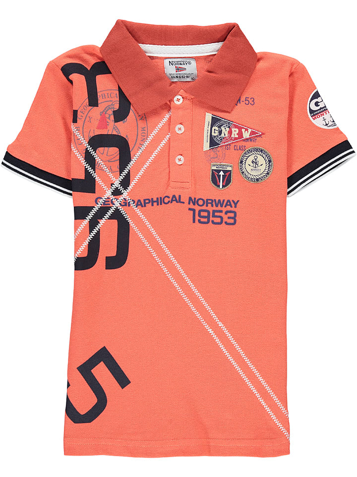Geographical Norway Koszulka polo w kolorze koralowym rozmiar: 164
