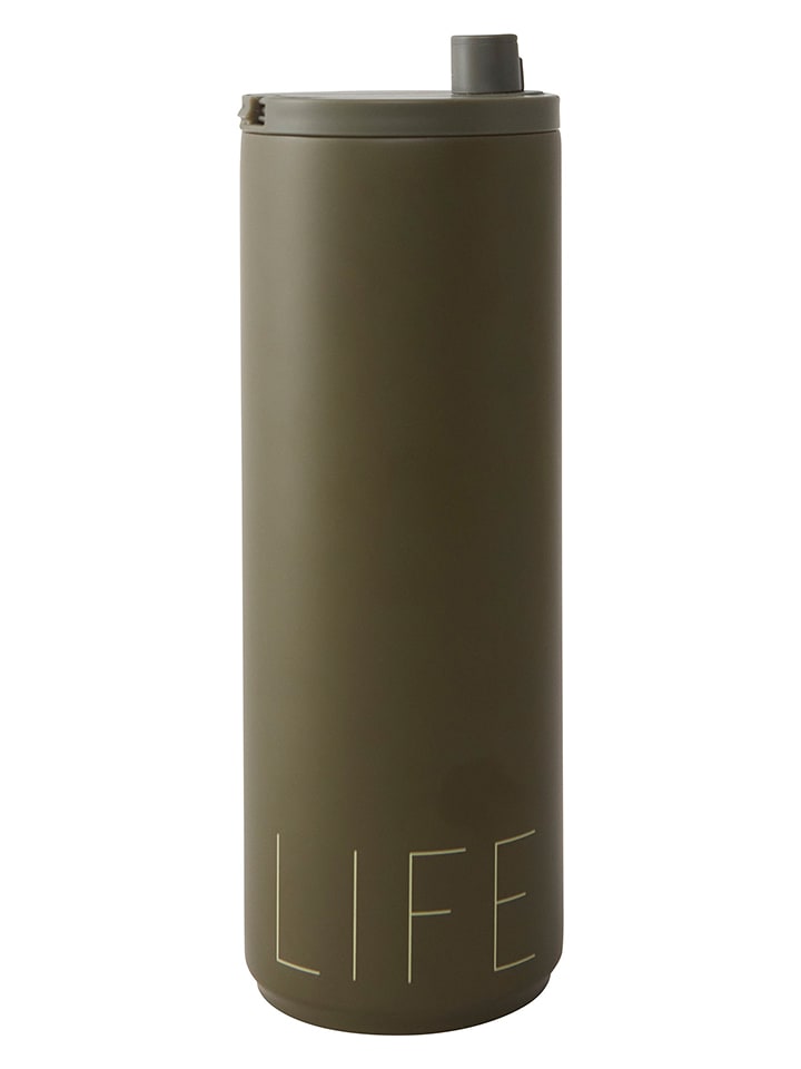 Design Letters Kubek termiczny "Life" w kolorze oliwkowym - 500 ml rozmiar: onesize