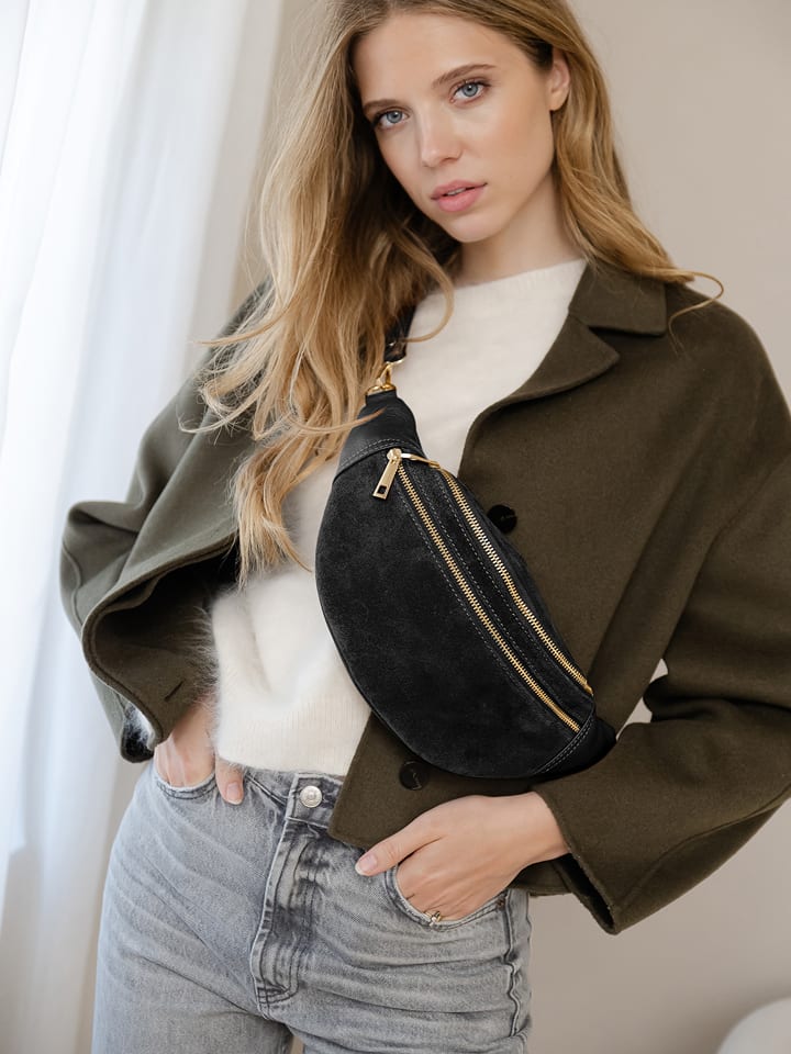 Anna Morellini Skórzana saszetka "Carola" w kolorze czarnym - 32 x 16 x 9 cm rozmiar: onesize