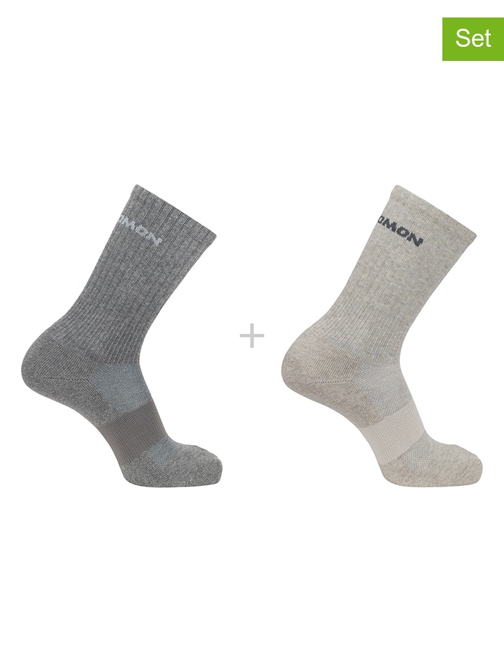 SALOMON Skarpety funkcyjne (2 pary) "Evasion Crew" w kolorze beżowo-szarym rozmiar: 45-47