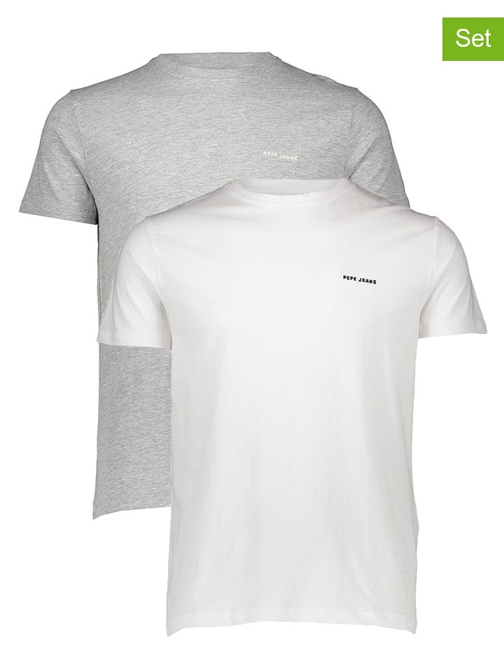 Pepe Jeans Koszulki (2 szt.) w kolorze szarym i białym rozmiar: XXL