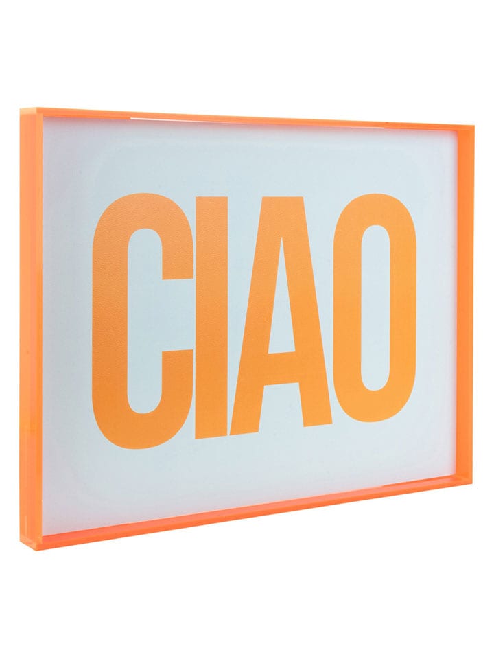 Present Time Druk artystyczny "Ciao" w kolorze pomarańczowym w ramce - 31 x 41 cm rozmiar: onesize