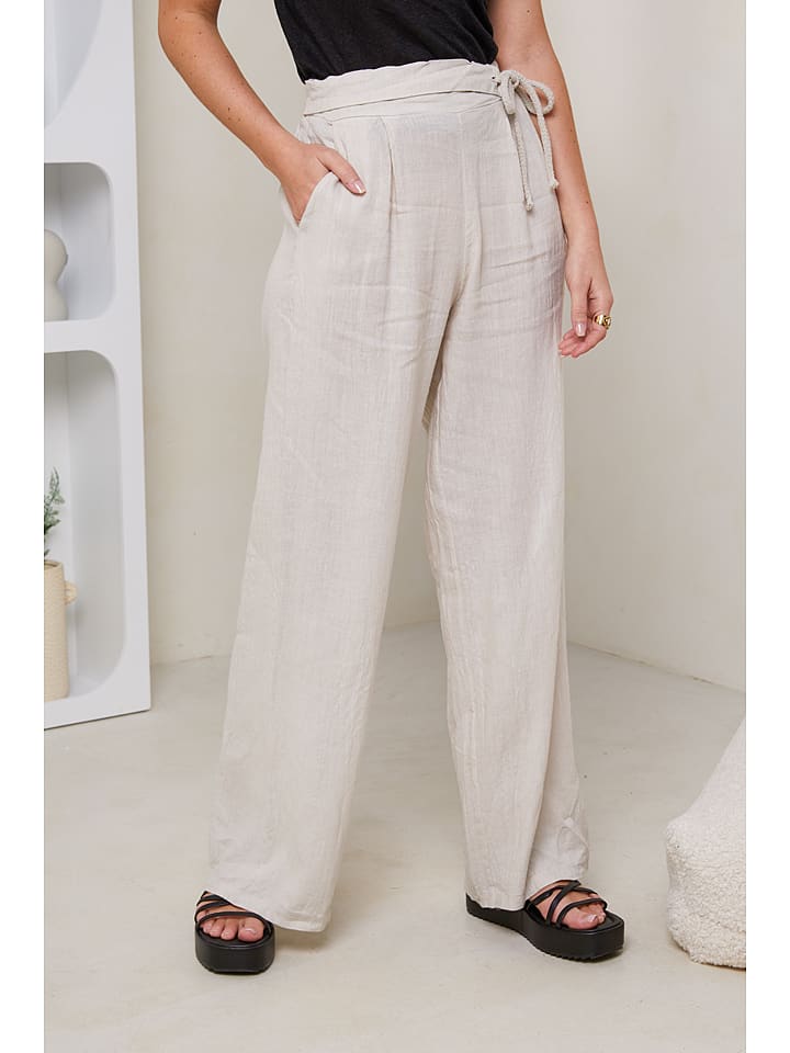 Rodier Lin Lniane spodnie w kolorze kremowym rozmiar: S/M