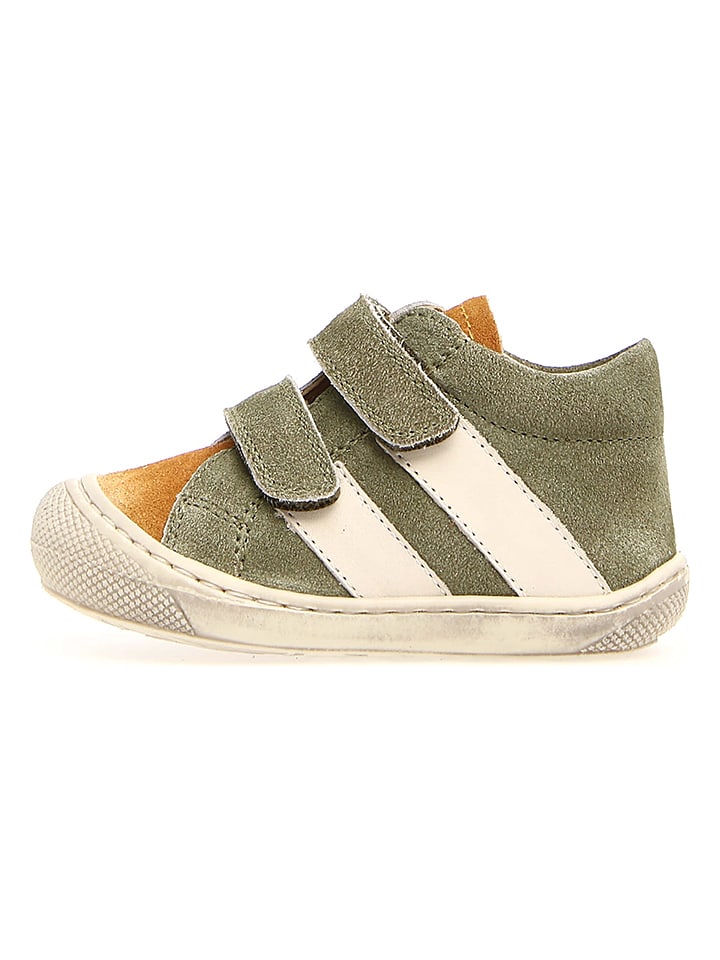 Naturino Skórzane sneakersy "Macks" w kolorze kremowo-oliwkowym rozmiar: 19