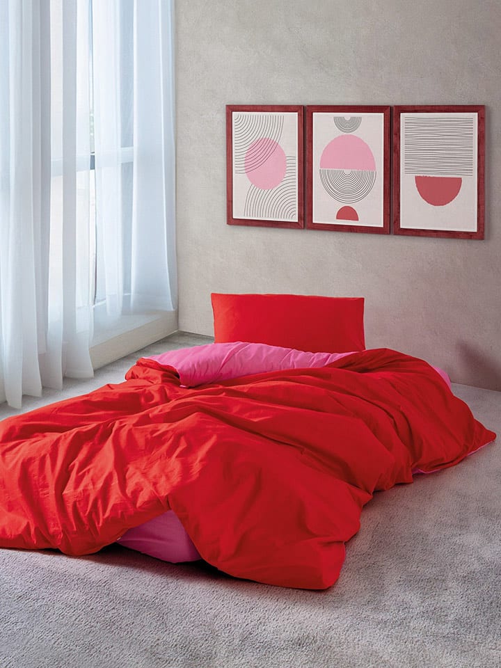 Colourful Cotton Komplet pościeli renforcé w kolorze różowo-czerwonym rozmiar: 140x200 cm