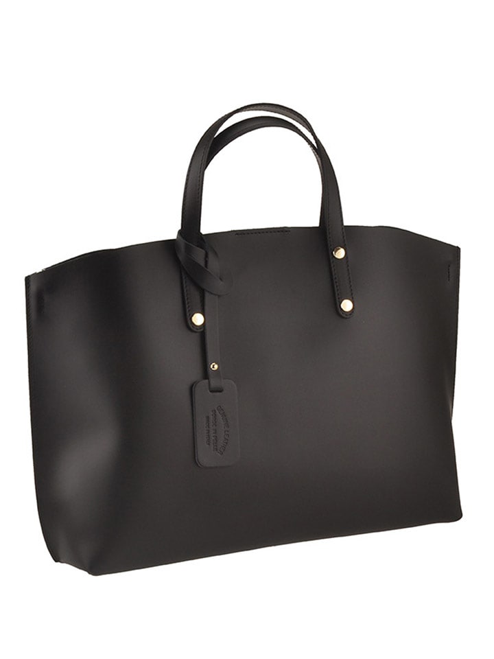 Mila Blu Skórzana torebka "Castagno" w kolorze czarnym - 48 x 30 x 12 cm rozmiar: onesize