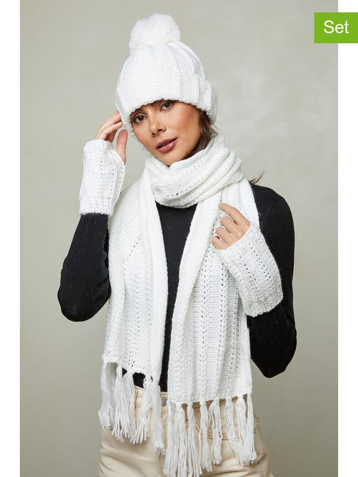 Soft Cashmere 3-częściowy zestaw w kolorze białym rozmiar: onesize