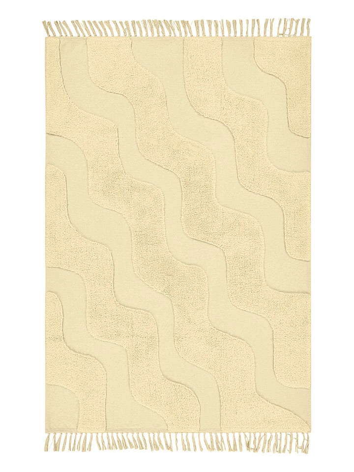 Jotex Bawełniany dywan "Waving" w kolorze żółtym rozmiar: 130x190 cm