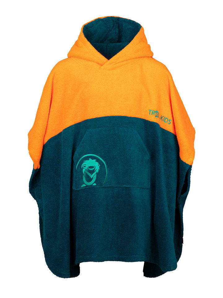 Trollkids Ponczo kąpielowe "Kvalvika" w kolorze pomarańczowo-zielonym rozmiar: 128