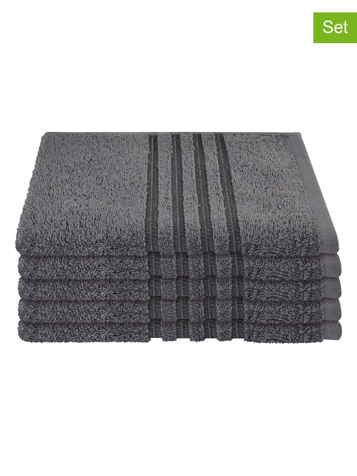 Schiesser Ręczniki (5 szt.) "Milano" w kolorze antracytowym dla gości rozmiar: 30x50 cm