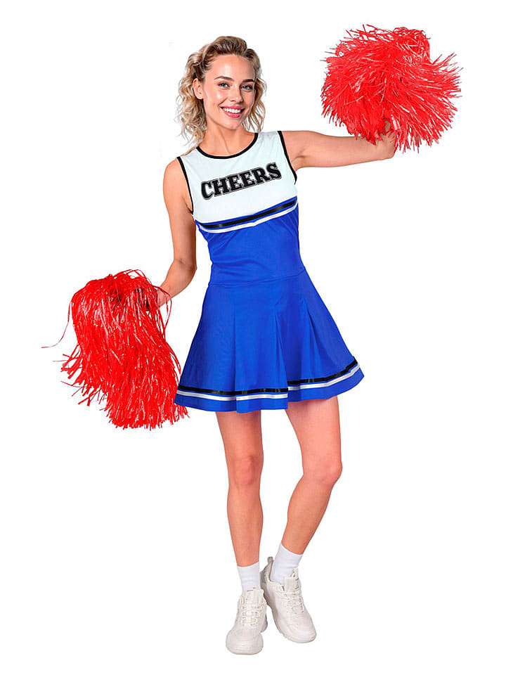 Carnival Party Sukienka kostiumowa "Cheerleder" w kolorze niebiesko-białym rozmiar: L
