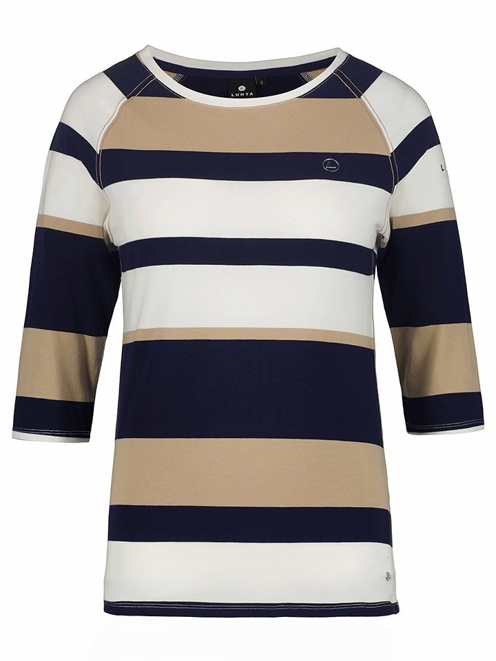 LUHTA Koszulka funkcyjna "Hadli" w kolorze beżowo-granatowym rozmiar: M