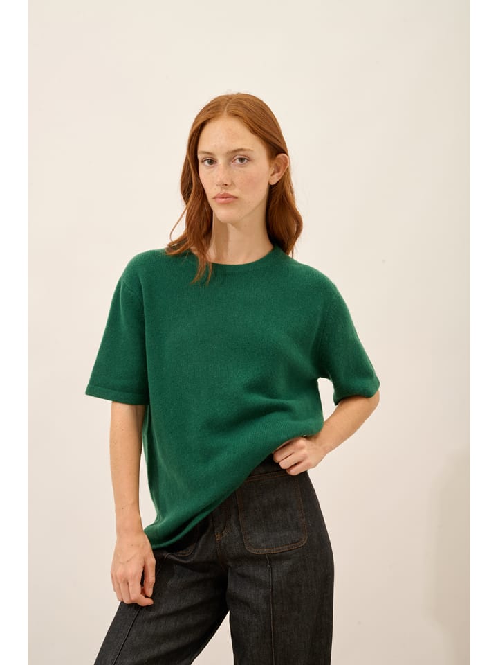 Just Cashmere Kaszmirowa koszulka "Carla" w kolorze zielonym rozmiar: L