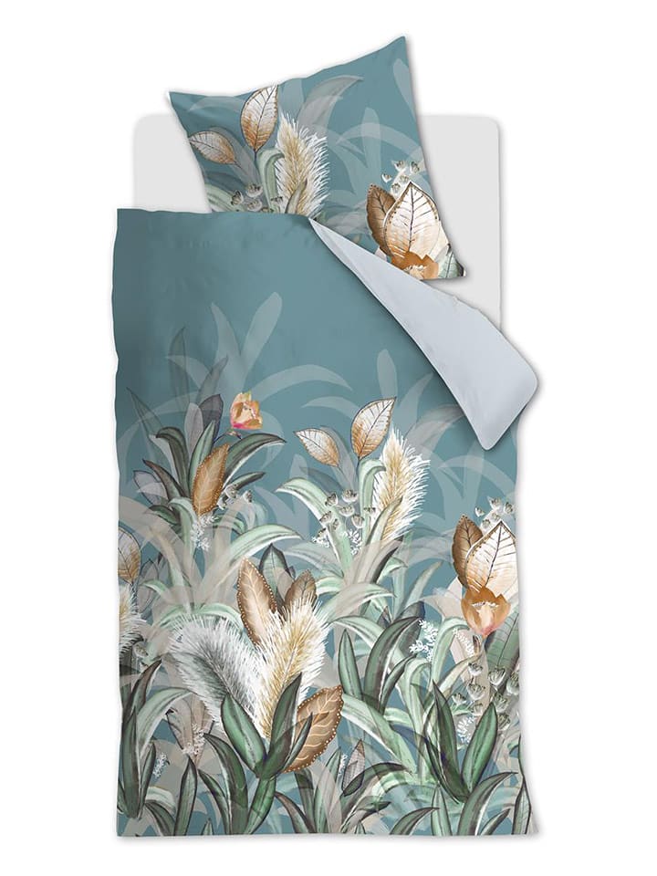 Beddinghouse Komplet pościeli satynowej "Liese" w kolorze błękitno-beżowym rozmiar: 155x220 cm