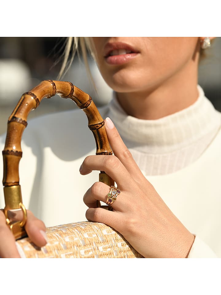 OR ÉCLAT Złoty pierścionek "Kamina" z kamieniami szlachetnymi rozmiar: 54