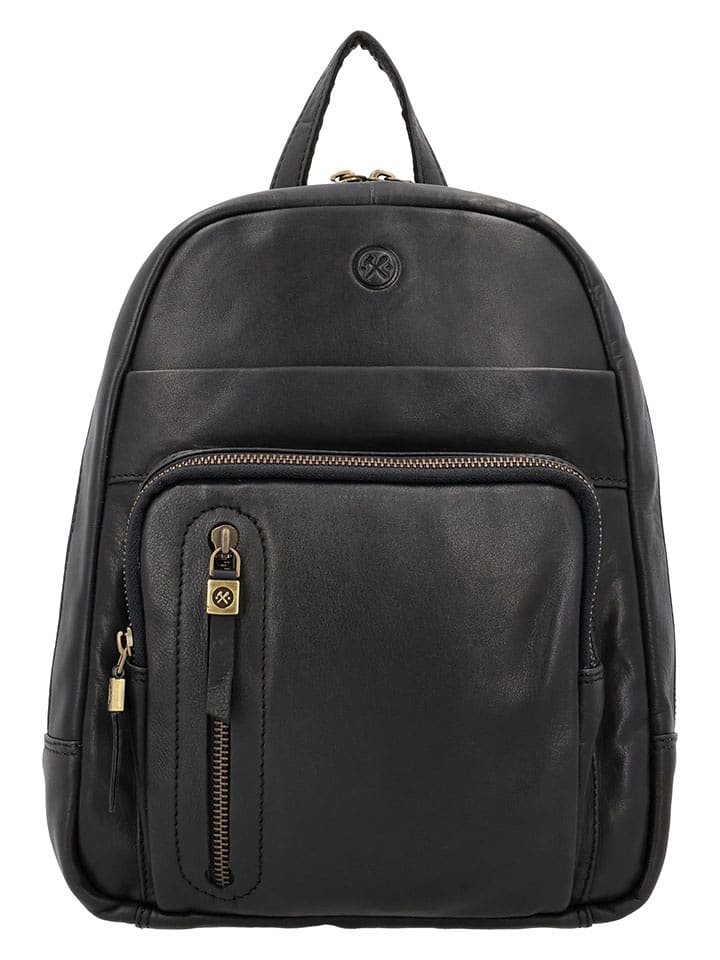 HIDE & STITCHES Skórzany plecak w kolorze czarnym - 23,5 x 28,5 x 8,5 cm rozmiar: onesize