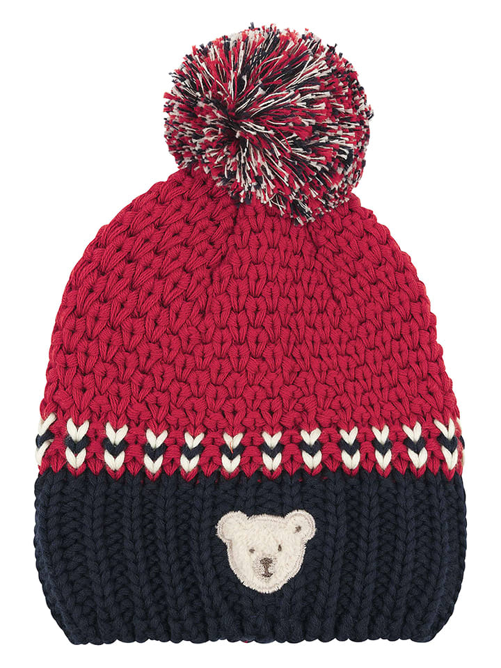 Steiff Dzianinowa czapka w kolorze czarno-czerwonym rozmiar: 41 cm