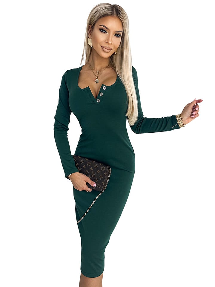 numoco Sukienka w kolorze ciemnozielonym rozmiar: M