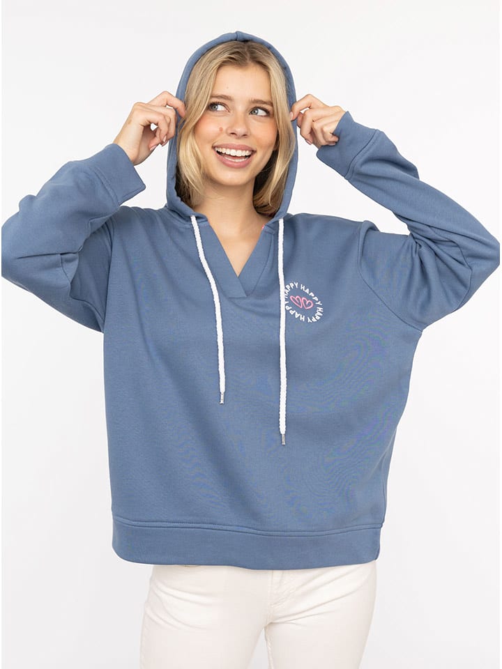 Zwillingsherz Bluza "Smile Everyday Enjoy" w kolorze niebieskim rozmiar: S/M