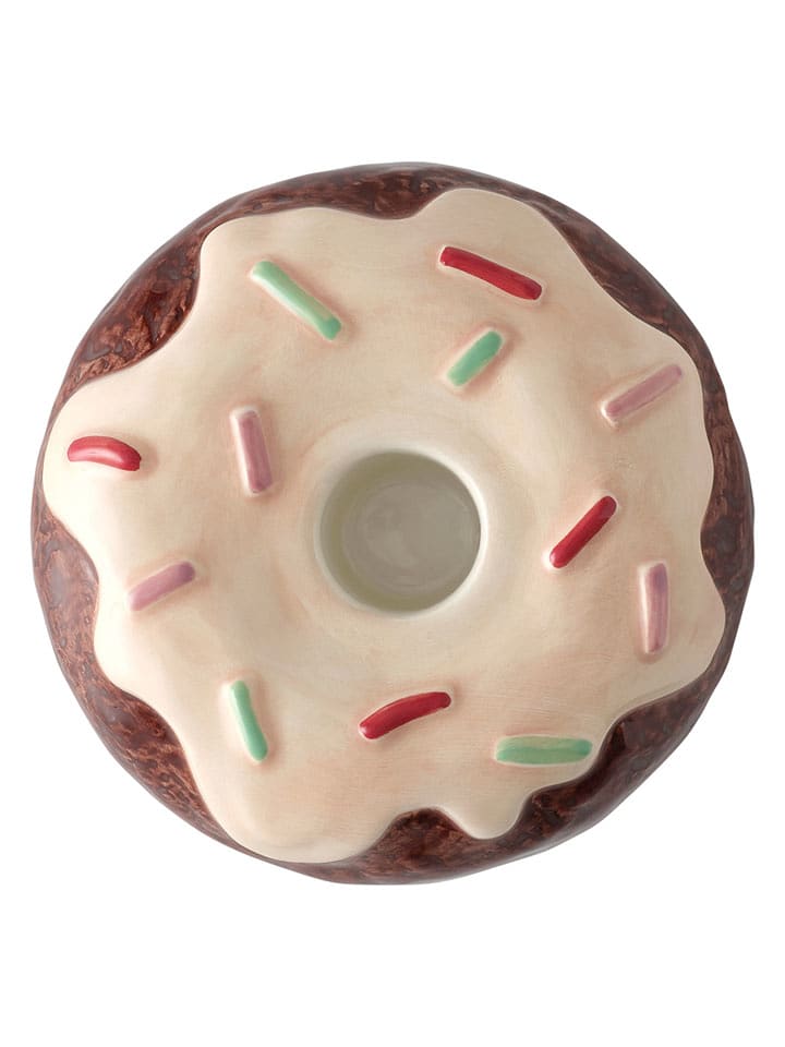Ellos Home Świecznik "Donut" w kolorze brązowym ze wzorem - Ø 10 cm rozmiar: onesize